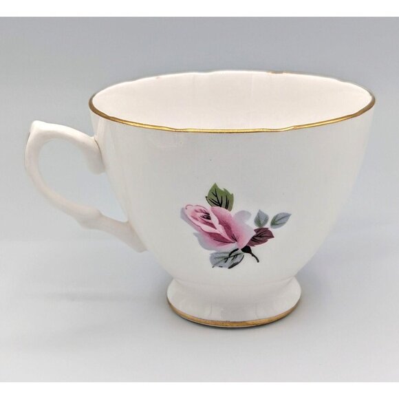 Royal Vale Large Pink Rose With Purple Leaf China Tea Cup and Saucer, England - Picture 2 of 7